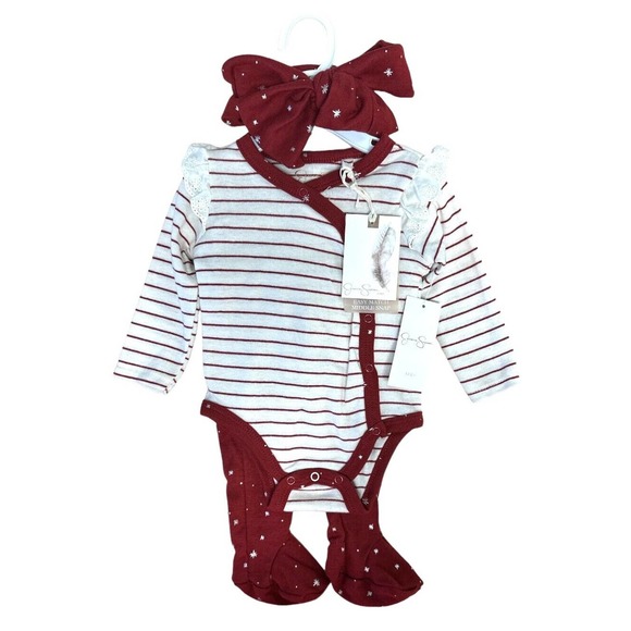 Jessica Simpson Baby Girl Clothes 3-Pieces Set Red Stars 3-6M 6-9M - Picture 1 of 4
